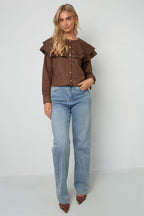 Gelaagde blouse van suède