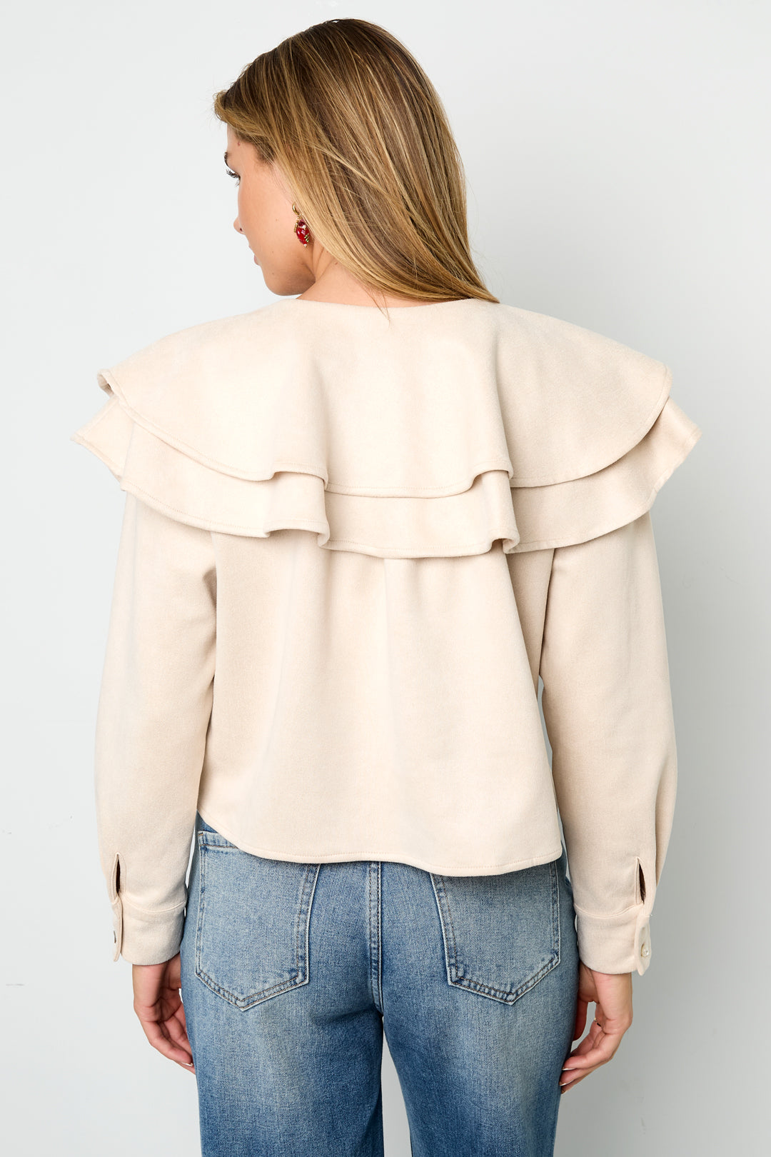 Gelaagde blouse van suède