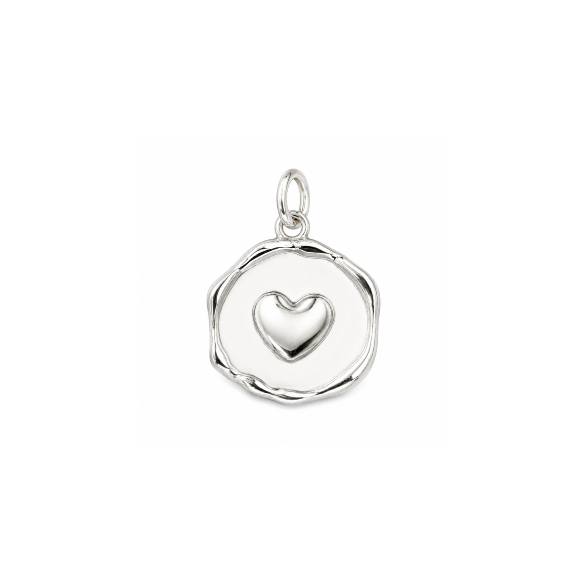Silver Wax Seal Heart Charm