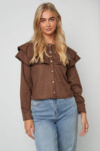 Gelaagde blouse van suède