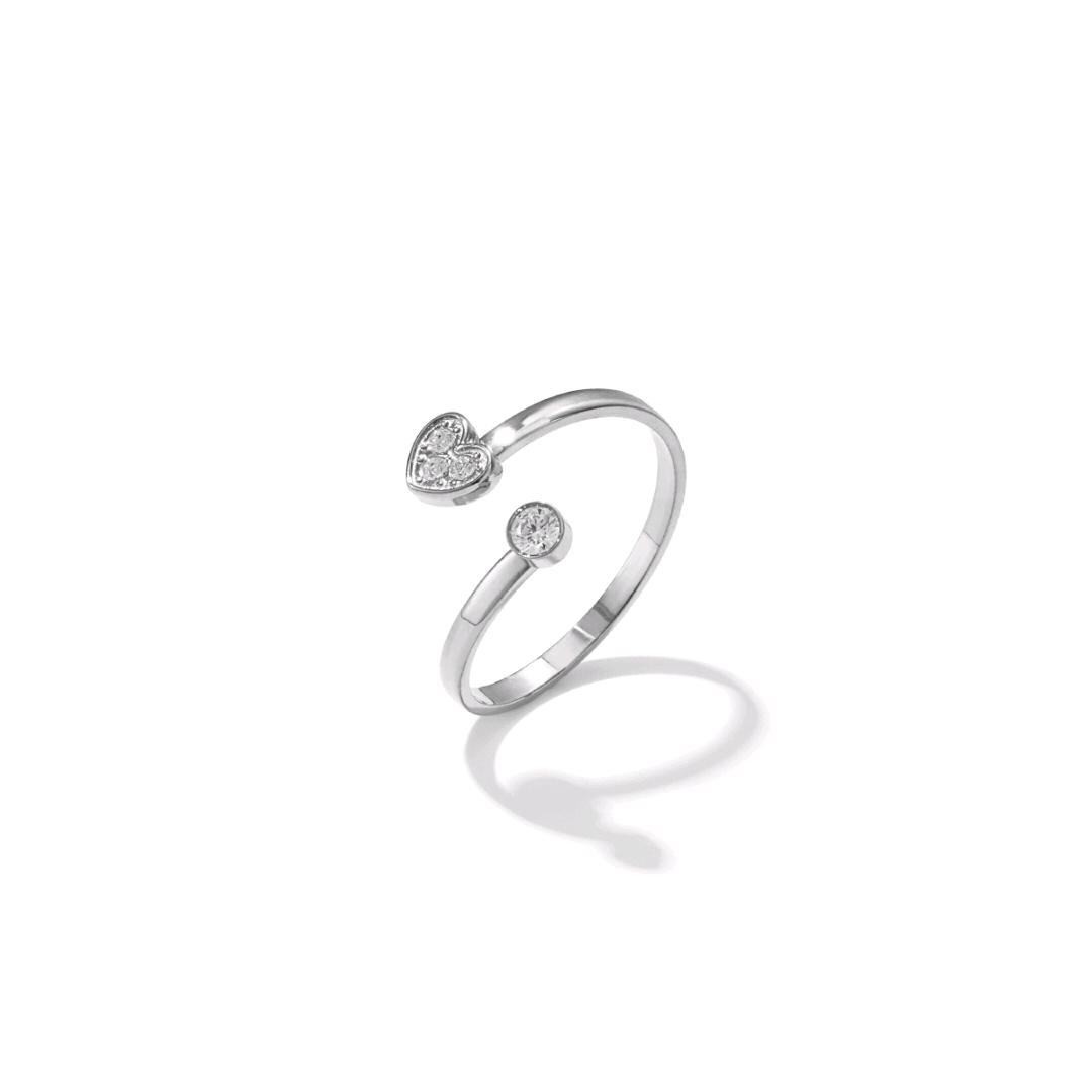 Silver Lumière Heart Ring