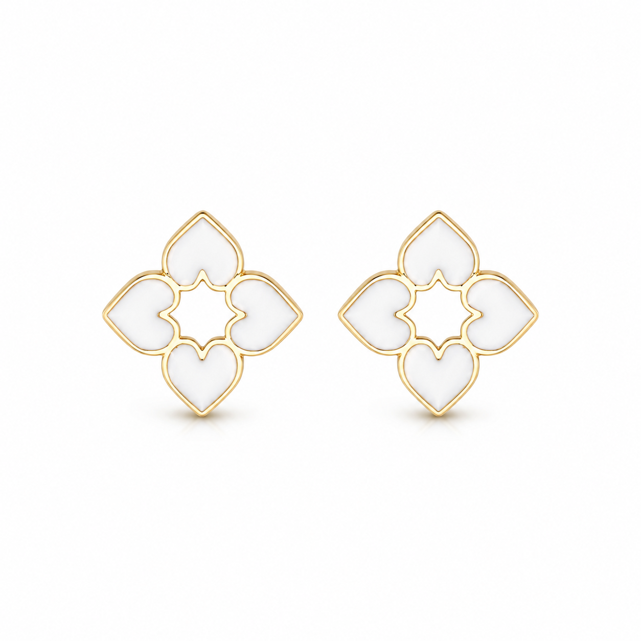 Ivory Heart Clover Studs