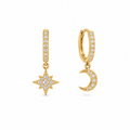 Celestial Moon & Star Hoops