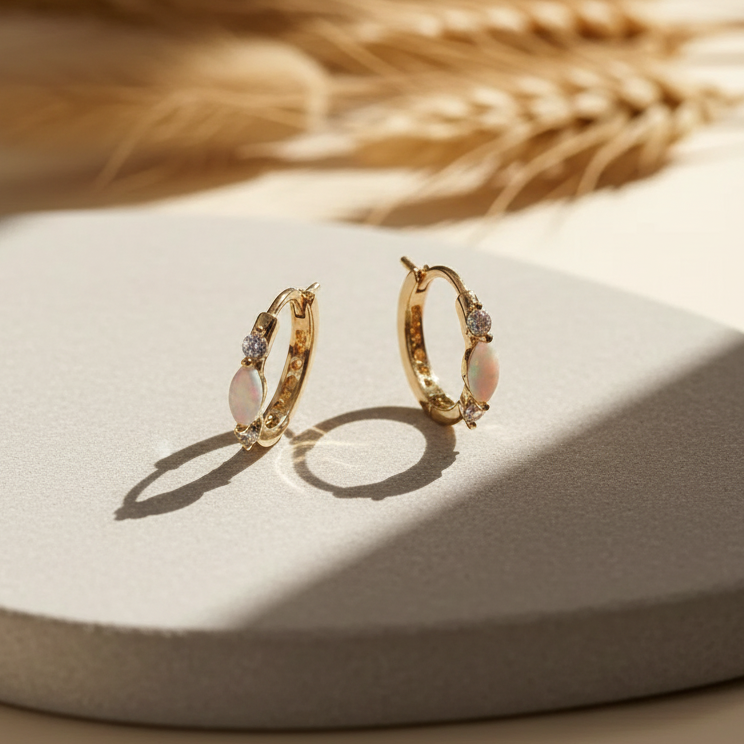 Luna Opal Hoops