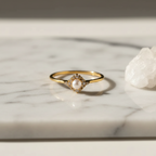 Celeste Pearl Halo Ring