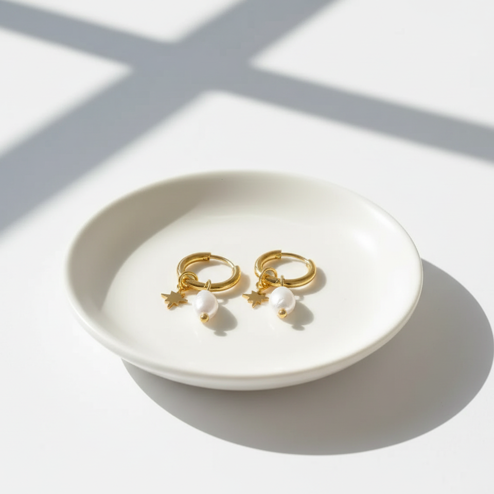 Luna Star Pearl Hoops