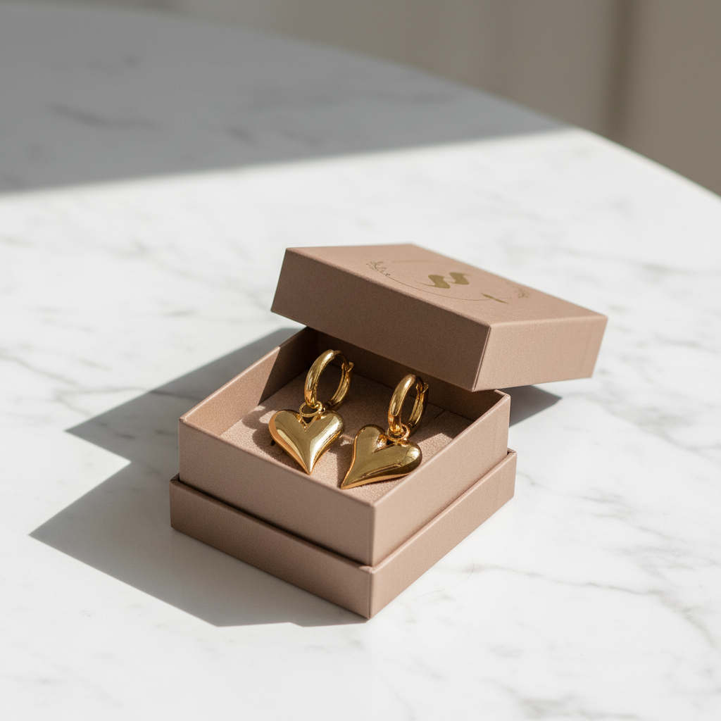 Amora Heart Drop Hoops