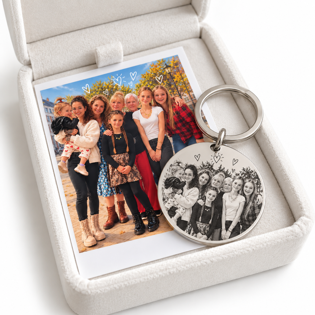 SAYA SACRÉE Memory Box: wit cadeaudoosje met originele foto en gegraveerde fotobedel