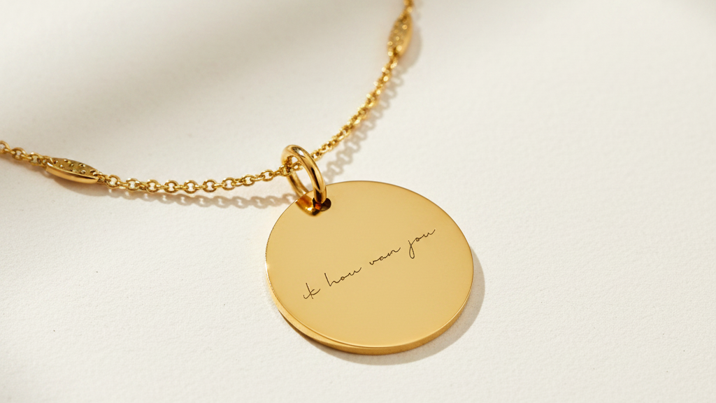 The Script Necklace | Gold