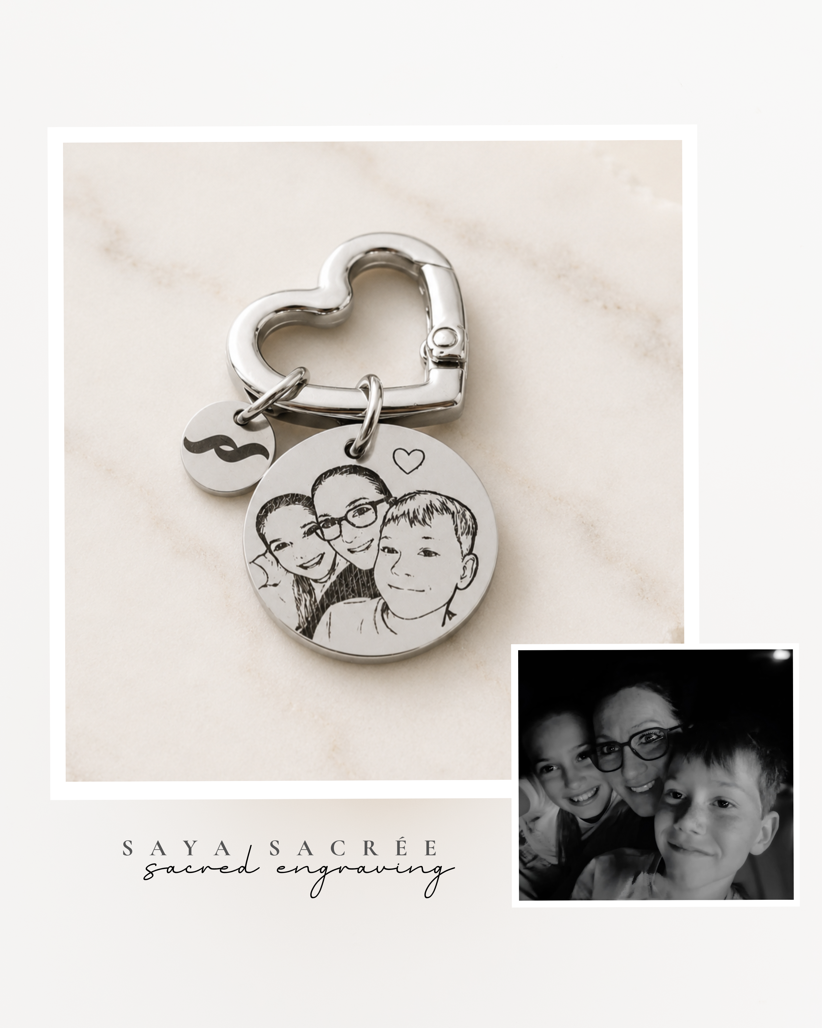 Line Portrait Keychain | ○