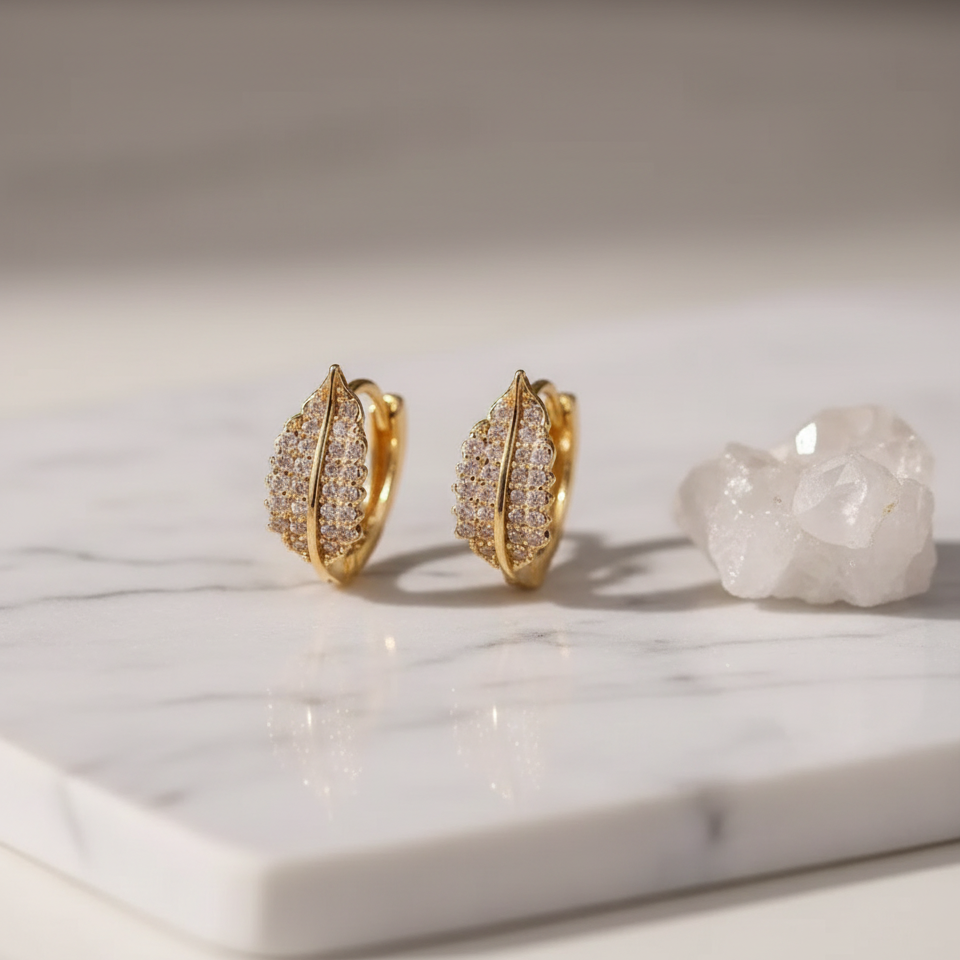 Golden Leaf Spark Hoops