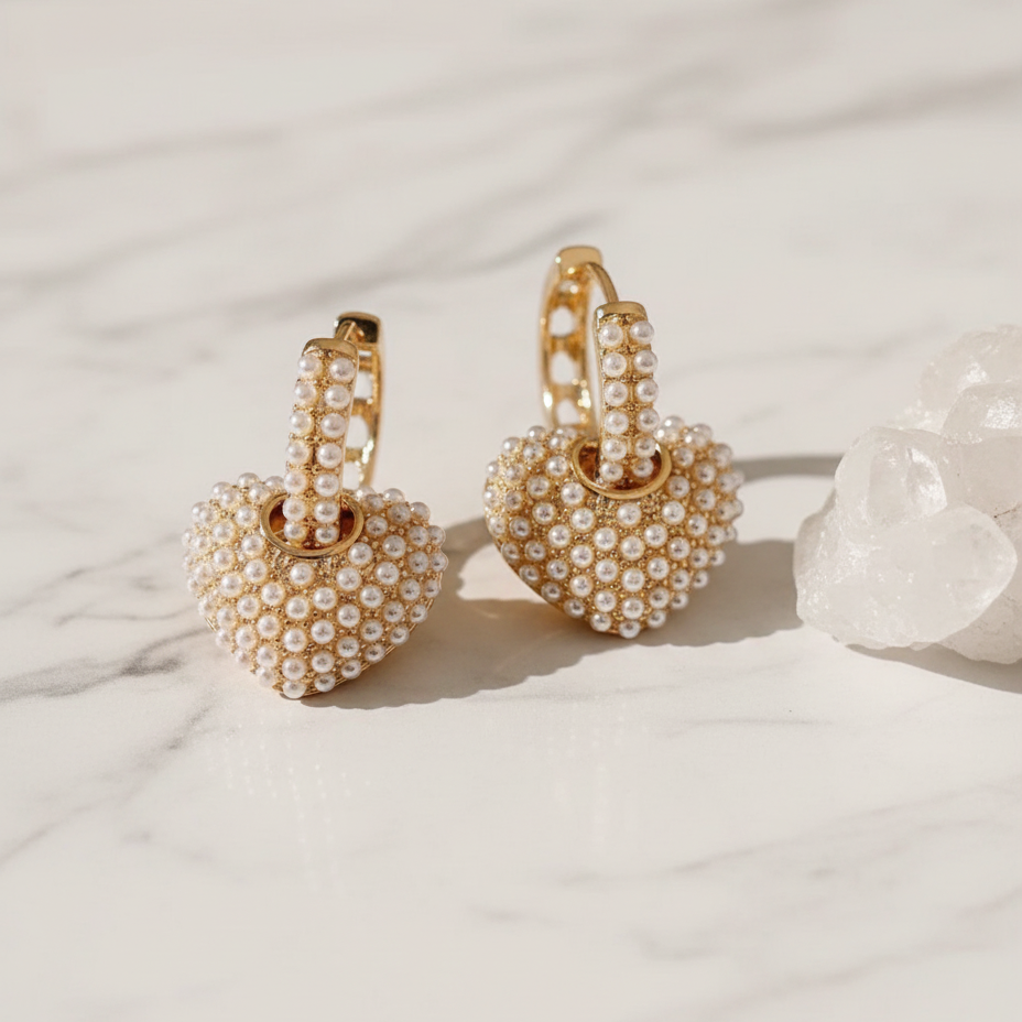 Pearl Heart Hoops