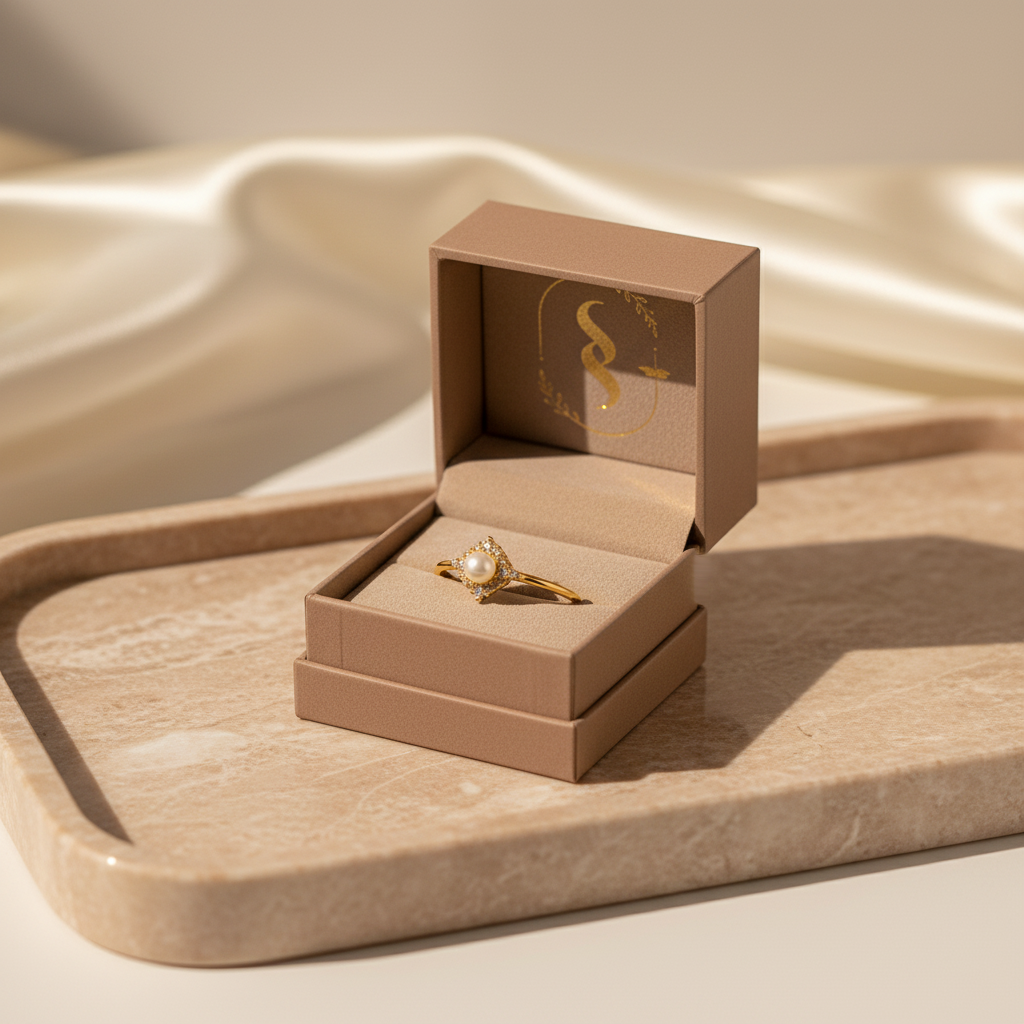 Celeste Pearl Halo Ring