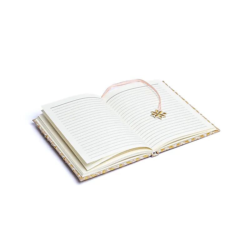 Notitieboek fluweel beige/goud met Bloem des Levens