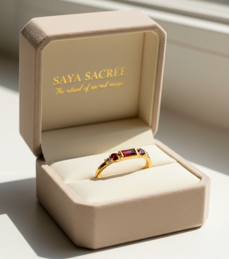 Crimson Aura Baguette Ring