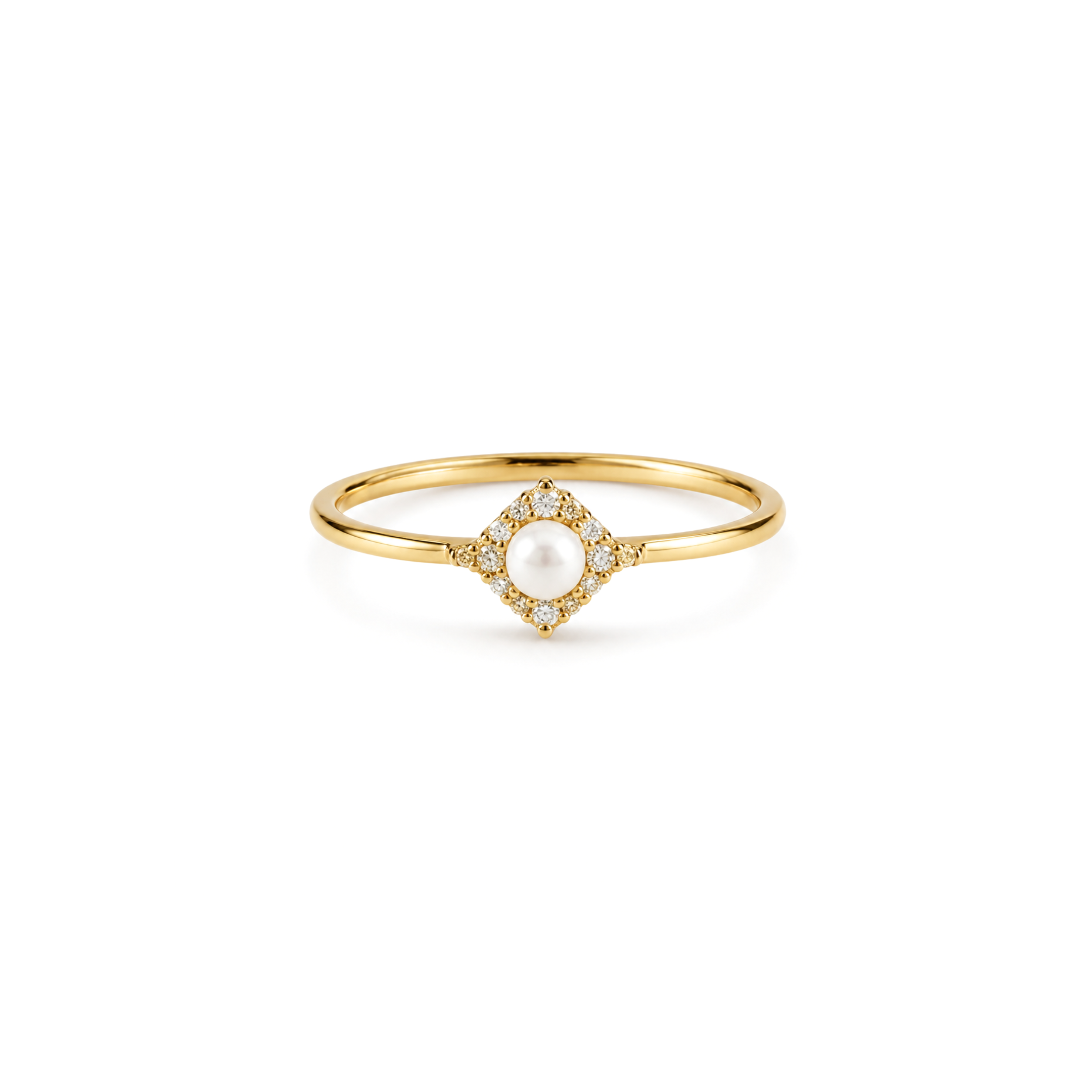 Celeste Pearl Halo Ring