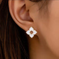 Ivory Heart Clover Studs