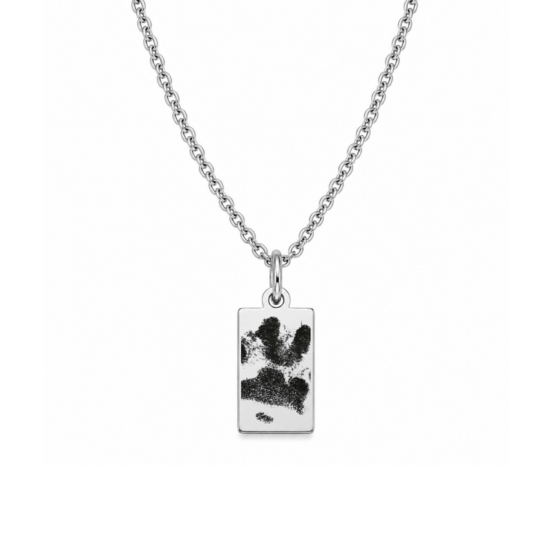 Petite ketting met pootafdruk rechthoekig