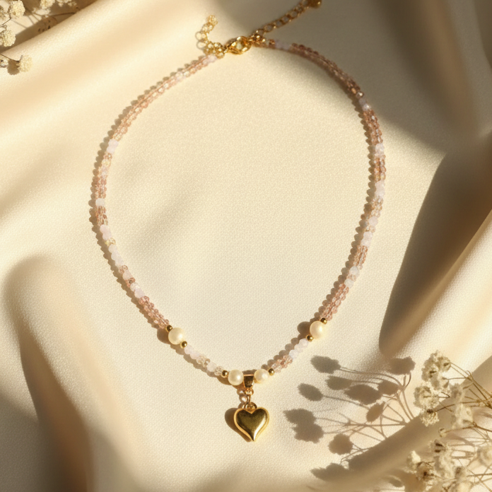 Sacred Heart Pearl Necklace