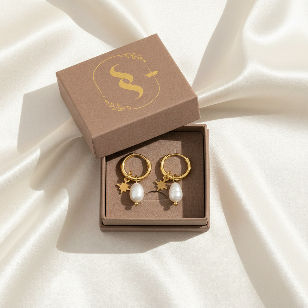Luna Star Pearl Hoops