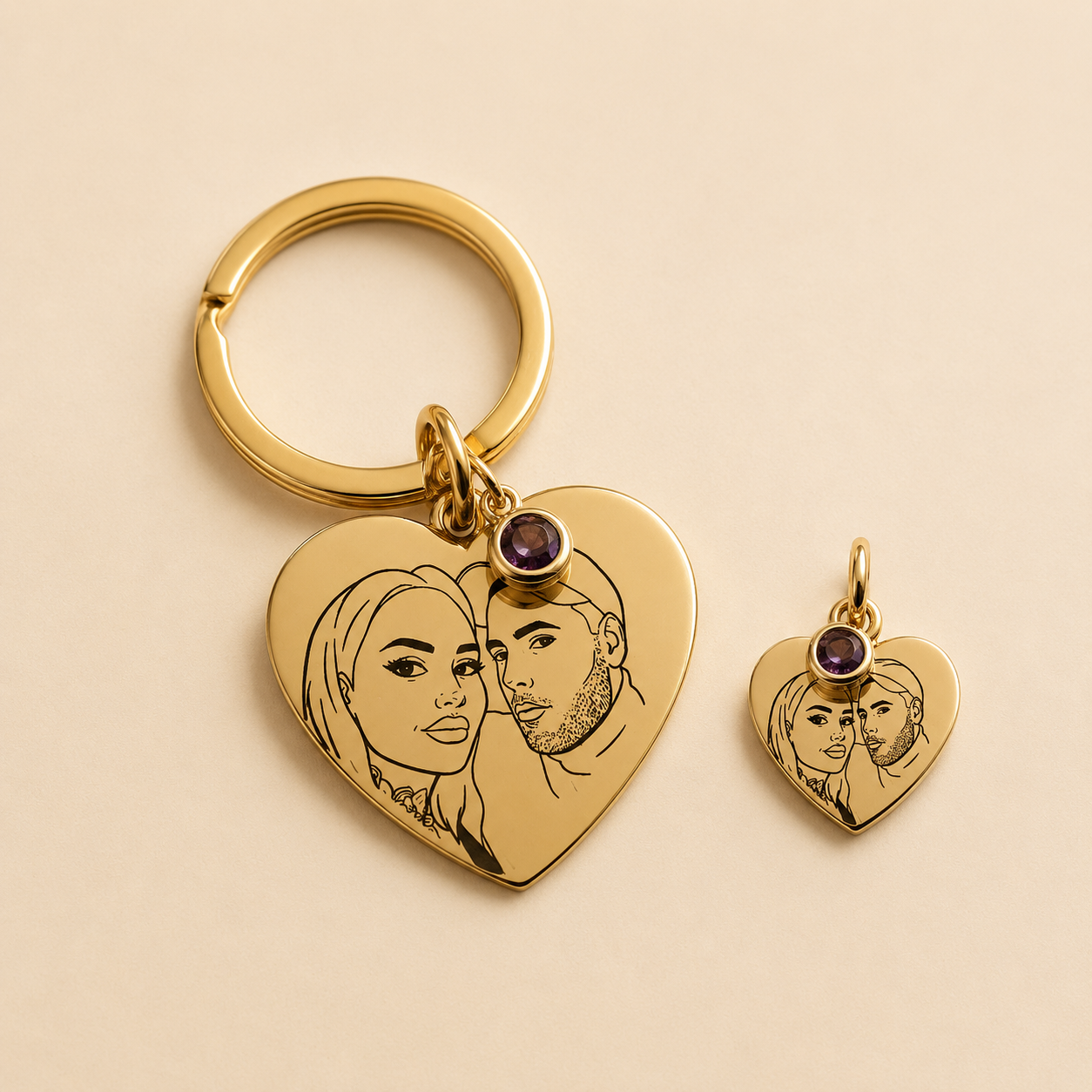 Amore Memory Keychain - Gold