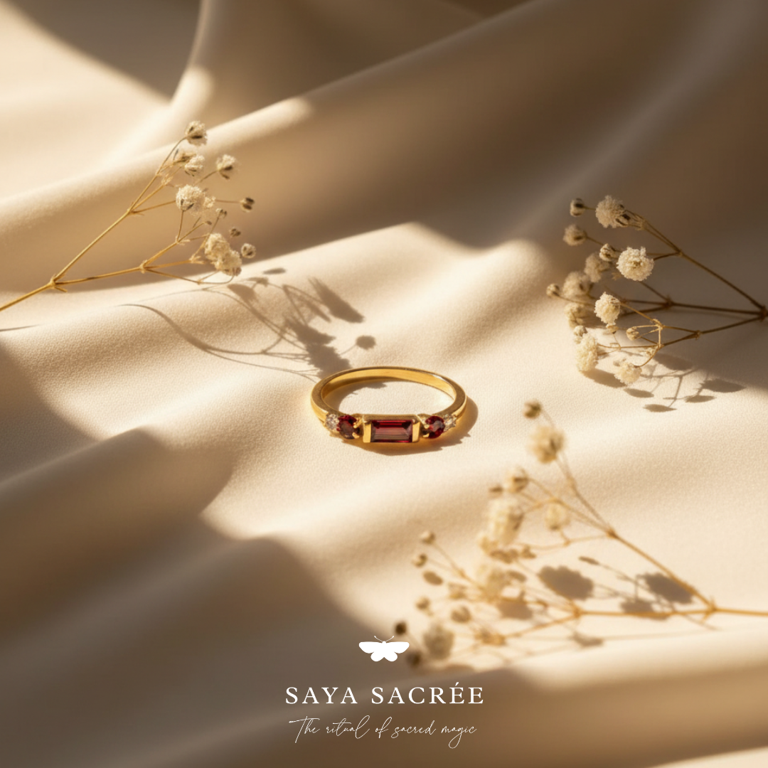 Crimson Aura Baguette Ring